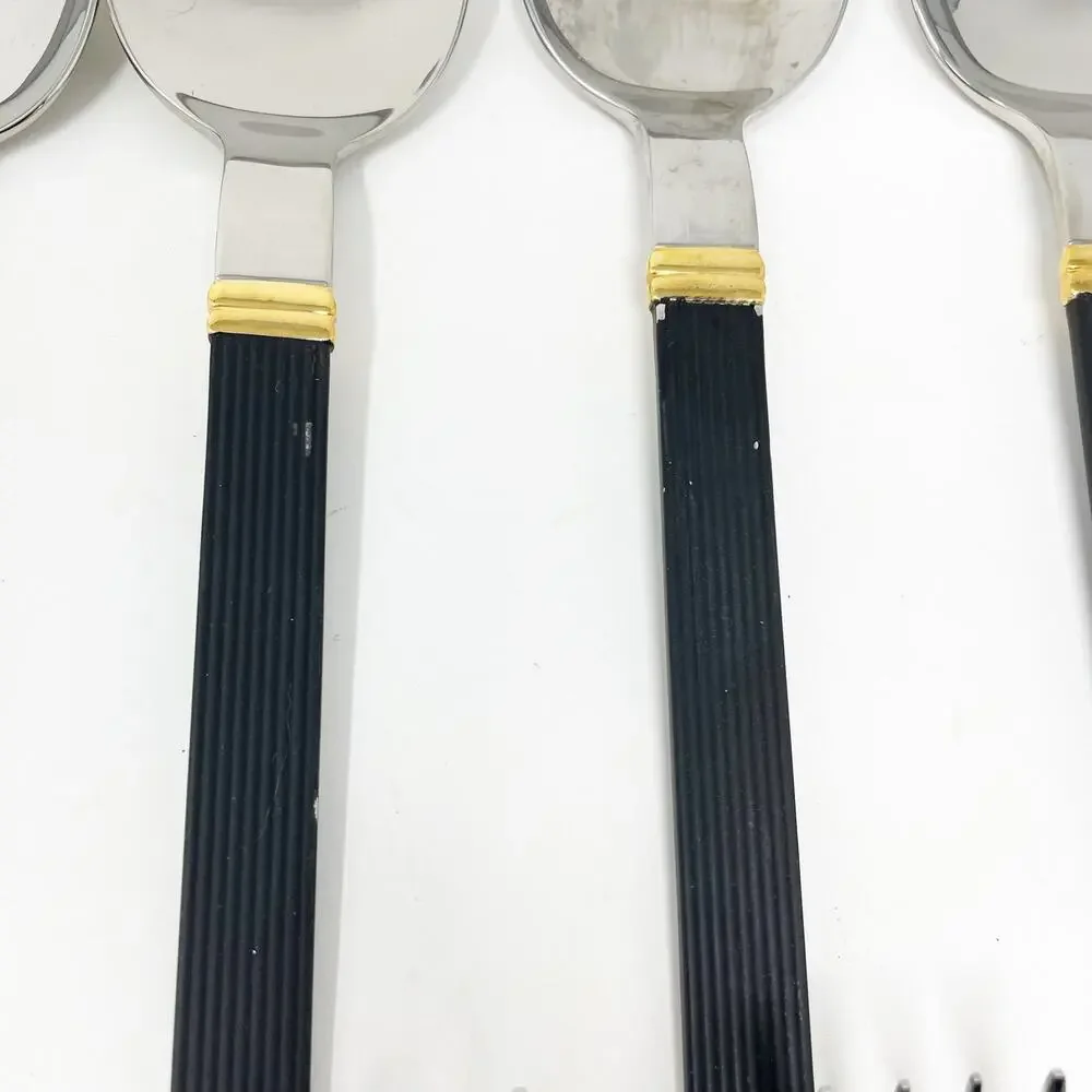Vintage Sasaki Vignelli Japan Rigadin Matte Black Flatware Mixed Lot of 24